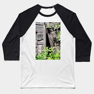 Old abandoned  shed doors being taken over by nature - Yorkshire, UK Baseball T-Shirt